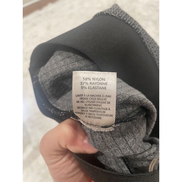 Ecru Black Pattern Elastic‎ Waist Flared Work Pants Small - Picture 8 of 8